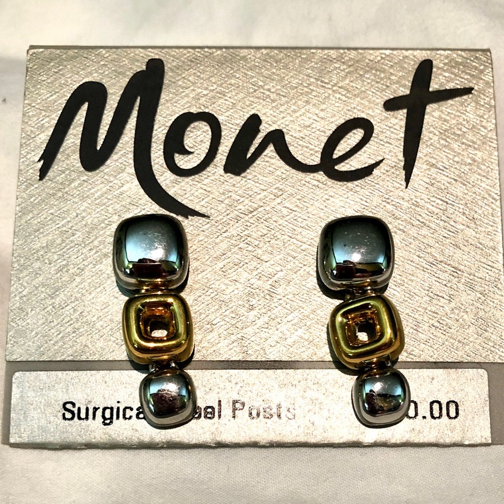 Monet Vintage NWT Two-Tone Surgical Post Earring